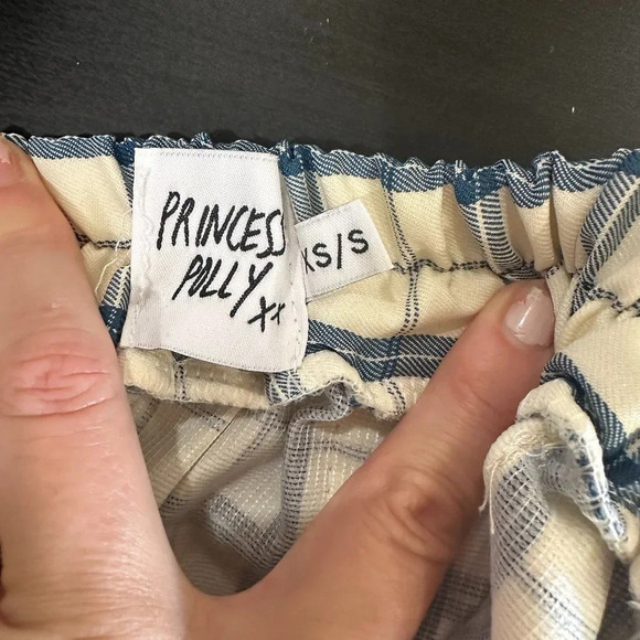 PRINCESS POLLY Blue White Plaid Pleated School Girl Lona Mini Skirt - XS/S - Picture 8 of 9